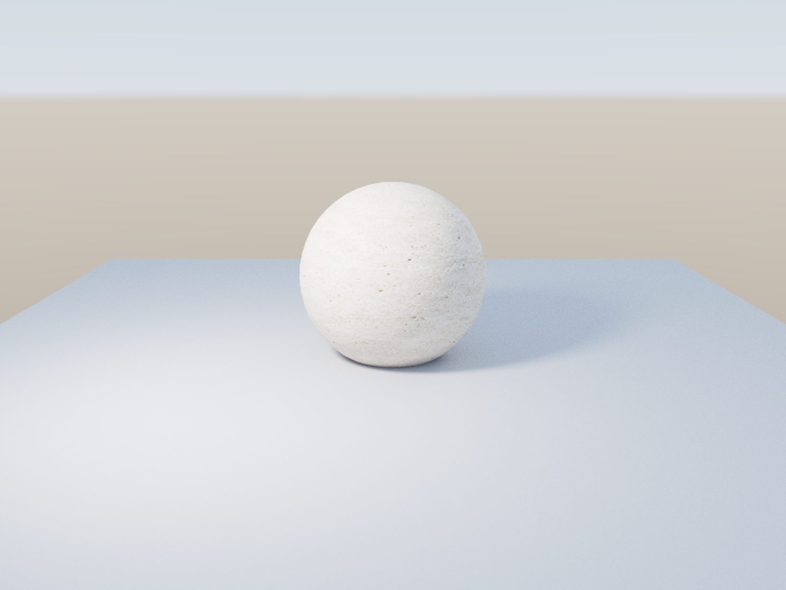 Travertine sphere with procedural normal and roughness maps rendered in Lumasmith